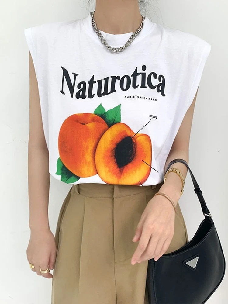 Летняя женская футболка для девочек одежда топы хлопковая без рукавов Y2k