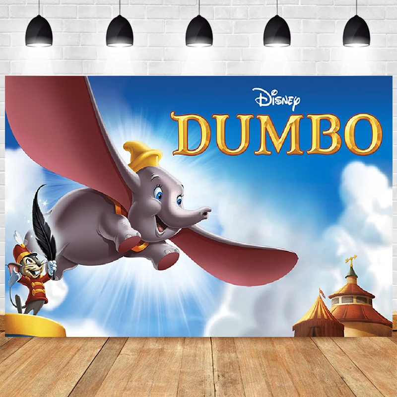 

Disney Dumbo Circus Photo Backdrop White Cloud Carnival Newbon Boys Happy Birthday Party Photograph Background Banner Decoration