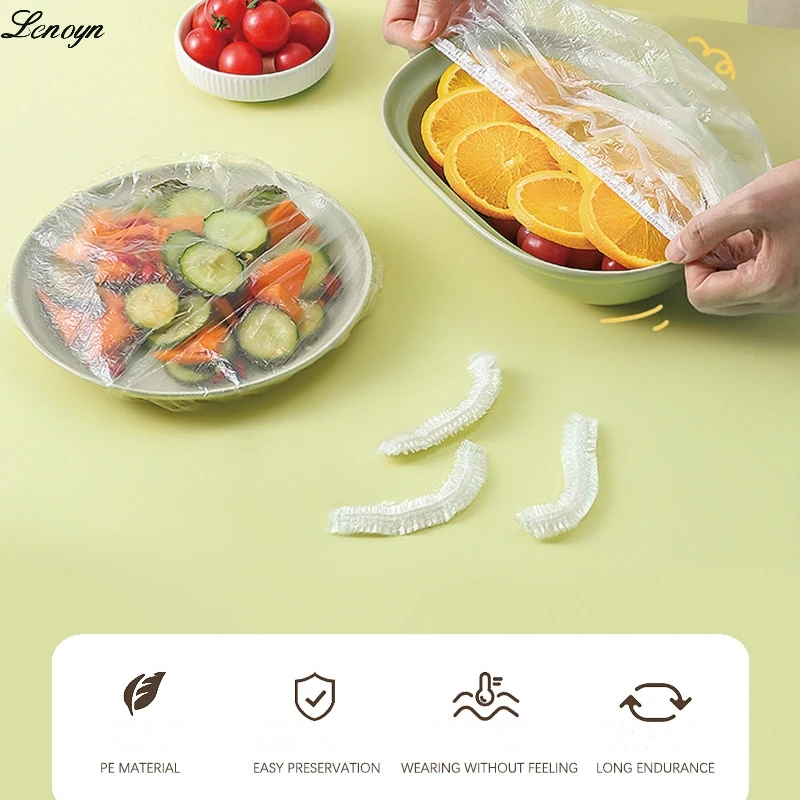 

Lenoyn Disposable Elastic Preservation Cover Leftover Food Refrigerator Bowl Cover Household Food Grade Preservation Film