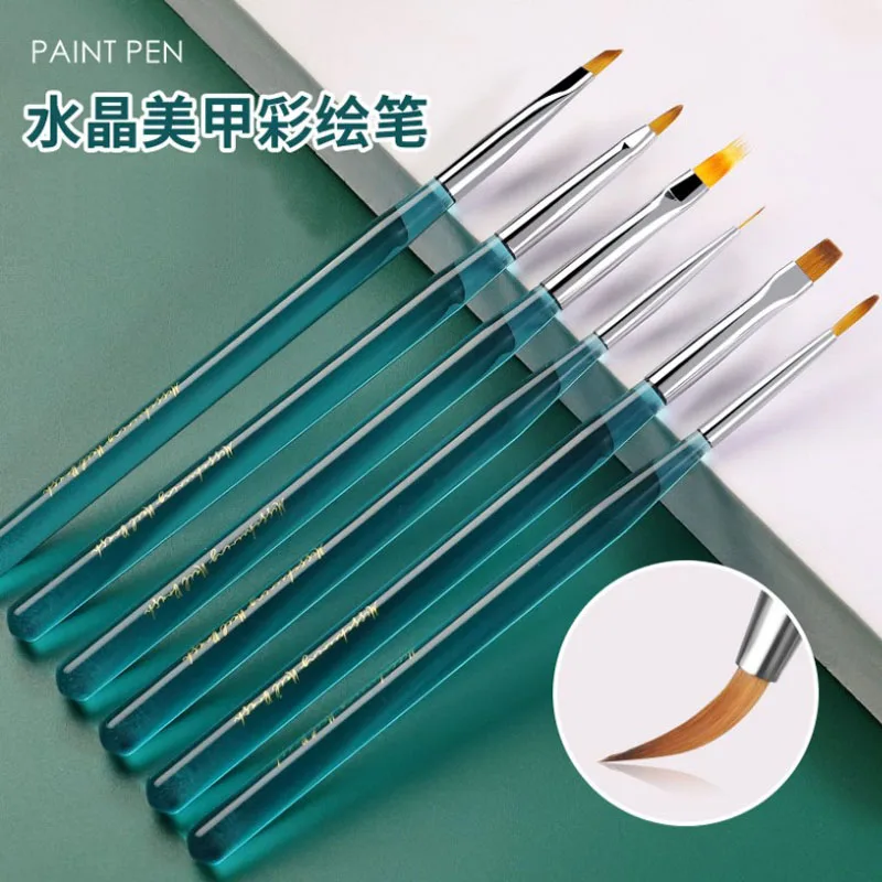 1Pcs Acrylic Clear Ocean blue Rod Stripe Nail Art Liner Brush 3D Manicure Ultra-thin Line Drawing Pen UV Gel Painting Tools