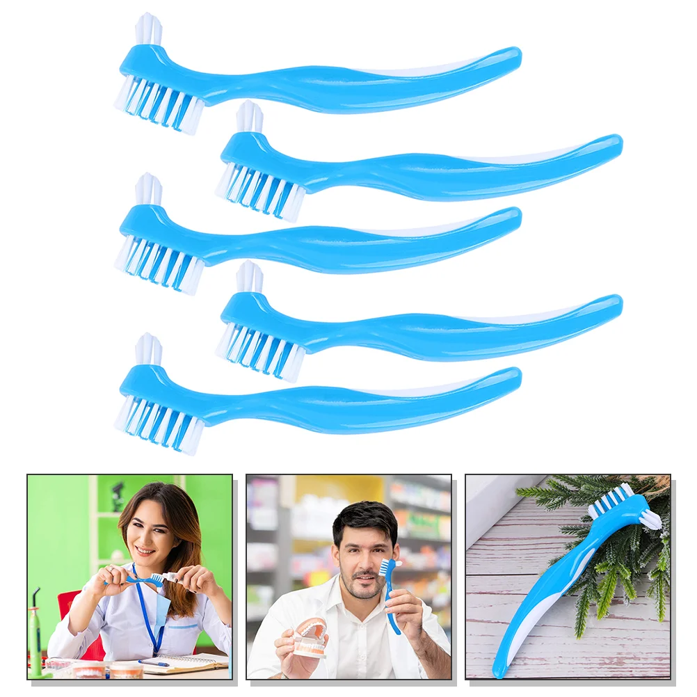 

5Pcs Practical Durable Simple Creative Convenient False Teeth Brushes Cleaning Brushes for Home