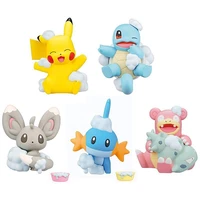 takara tomy genuine pokemon love bathing gashapon pikachu mudkip doll anime figures capsule toys collectable kids toy gifts