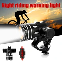 bicycle light warning lamp usb rechargeable night riding headlight waterproof front rear light rotatable bike light
