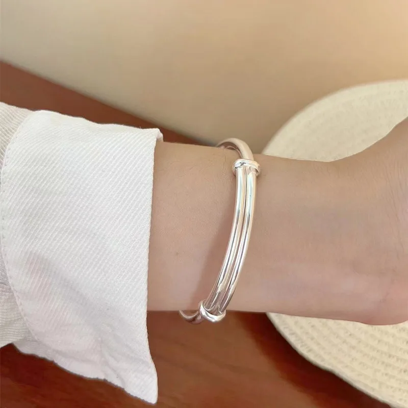 Чистое серебро 9 99 миллионов цветочных трубок серебряный браслет женский