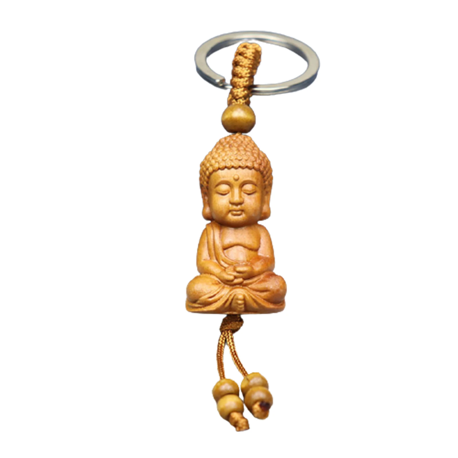 

Gift Buddha Wood Keychain Art Lightweight Craft Jewelry Three-Dimensional Engraving Natural Practical Lucky Accessories For Car