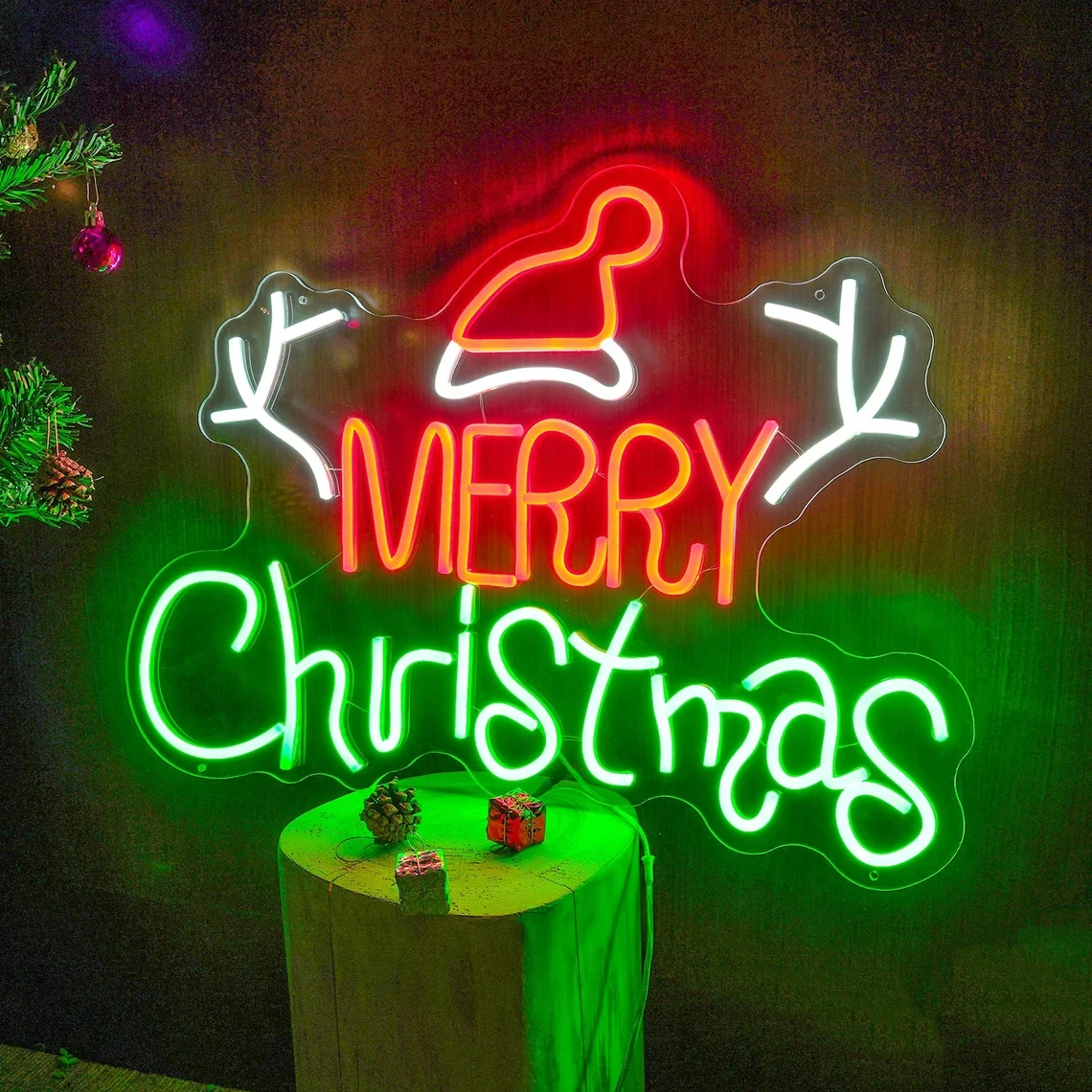 

Неоновая вывеска с надписью "Merry Christmas", светодиодная вывеска для рождественской елки, неоновая вывеска, декор для спальни