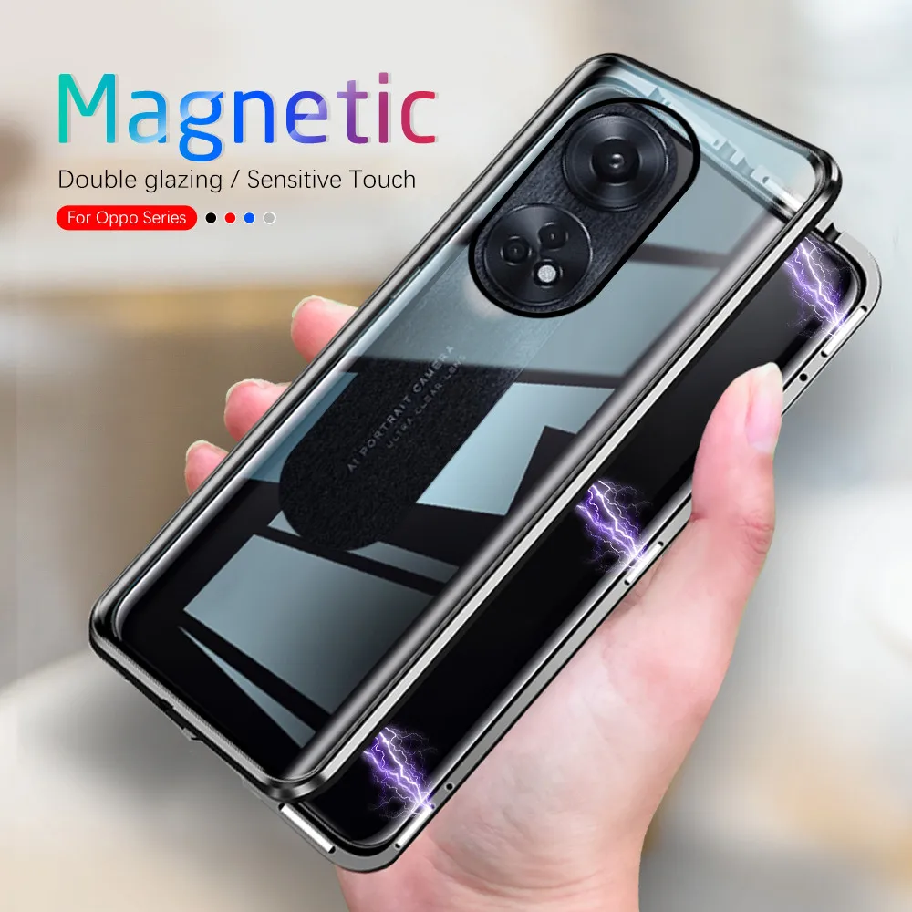 

For Oppo Reno8 T 4G Case 360° Magnetic Flip Double Sided Protective Glass Cover Orro Reno8T Reno 8 T 8T CPH2481 Shockproof Coque