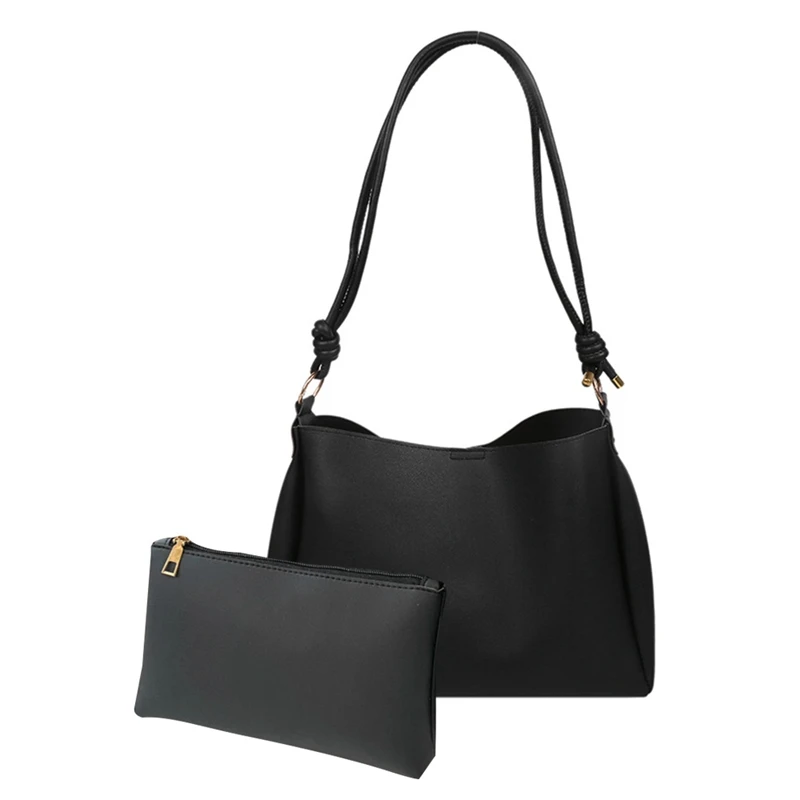 

2Pcs Large-Capacity All-Match Pu Female Bag Handbag Handbag Korean Fashion Trend Simple Shoulder Bag