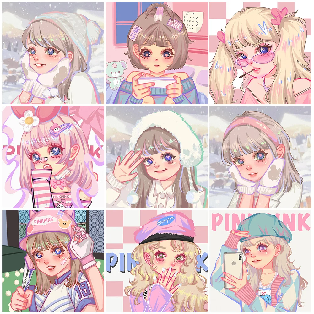 

5D DIY Diamond Painting Cartoon Cute Sweet Girl Full Diamond Cross Stitch Mosaic Kit Exquisite Home Decor Painting Gift