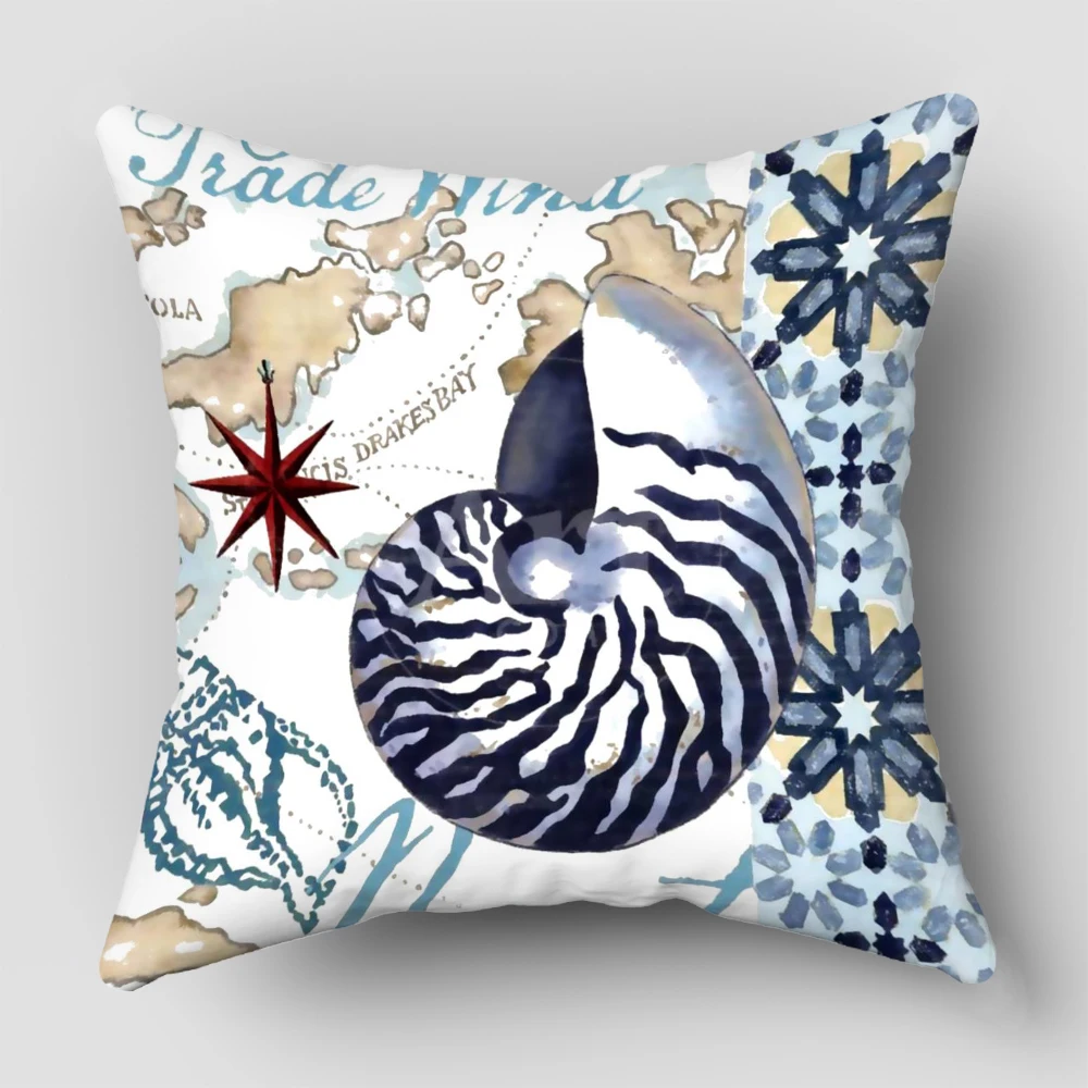 Turtle Cushion Cover Sea Style Ship Anchor Octopus Decorative Pillow Case Sofa Home Textiles Pillowcase