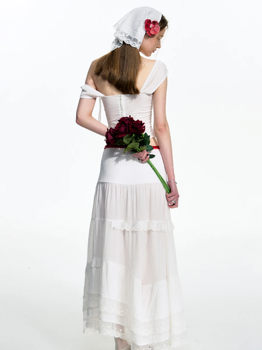 Женский комплект из топа и юбки со шнуровкой в полоску