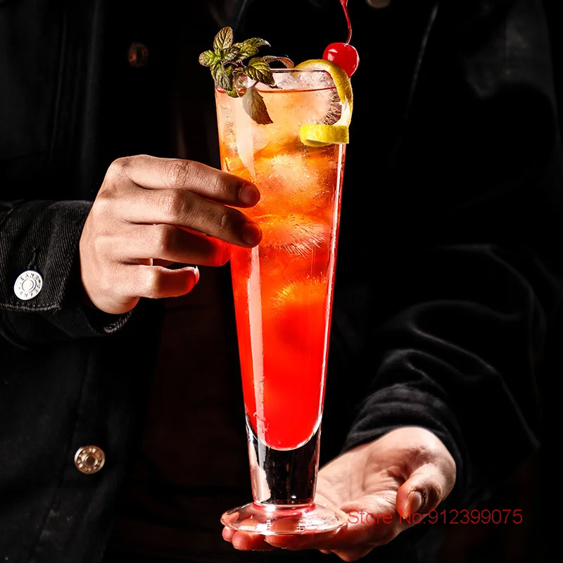 Недорогой прозрачный барочный прямой длинный бокал для напитков бессвинцовый