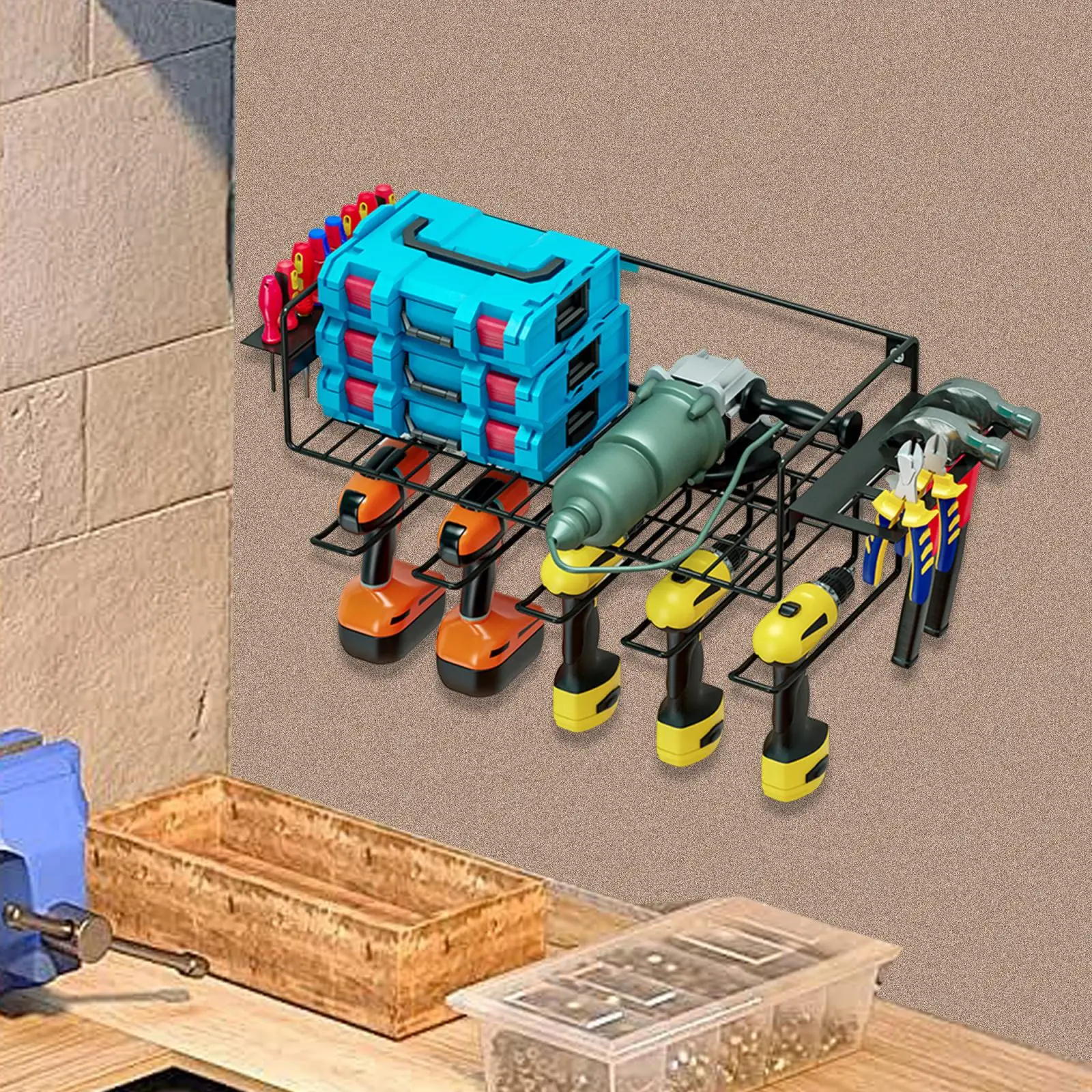 Универсальный ручной органайзер для электроинструментов настенный с 5 слотами