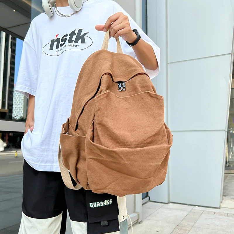 

JOYPESSIE Men Black Rucksack Simple Canvas Women Knapsack Fashion Lovers Shoulder Bag Backpack Schoolbag College Mochila School