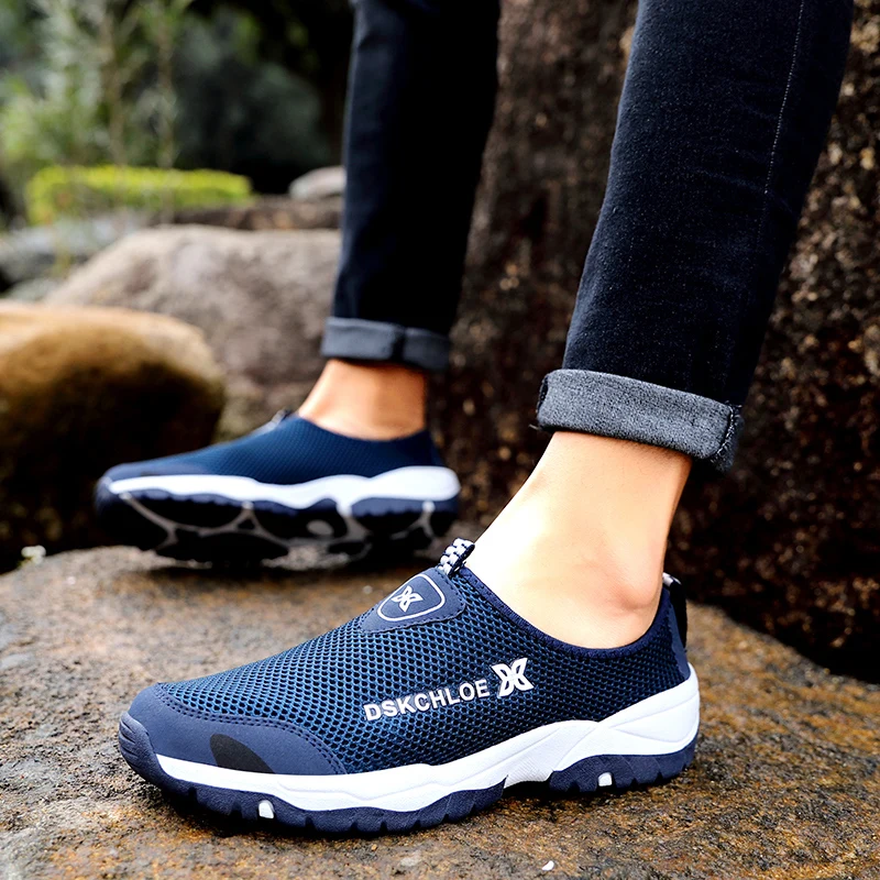 JIEMIAO Men Sandals Summer Mesh Breathable Outdoor Trekking Hiking Shoes Wading Shoes Non-slip Casual Sneakers Size 38-46