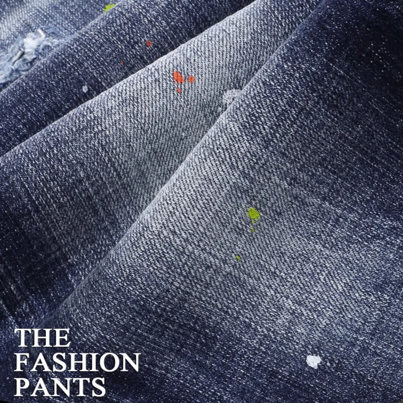 Уличные модные мужские джинсы высококачественные винтажные синие эластичные