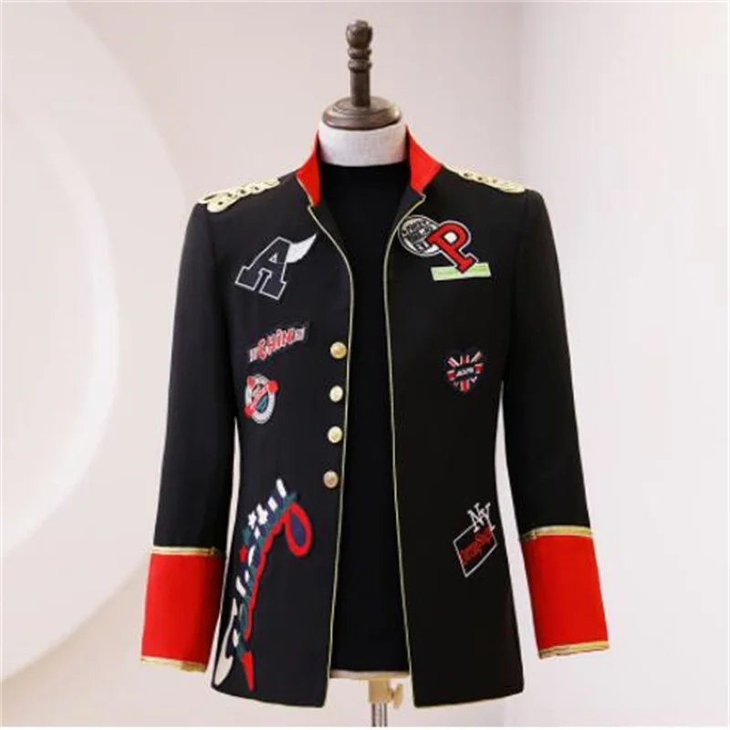 

New suits mens blazers hip-hop jacket male singer banquet bar stage performance clothes stand collar بلايز vestidos de novia