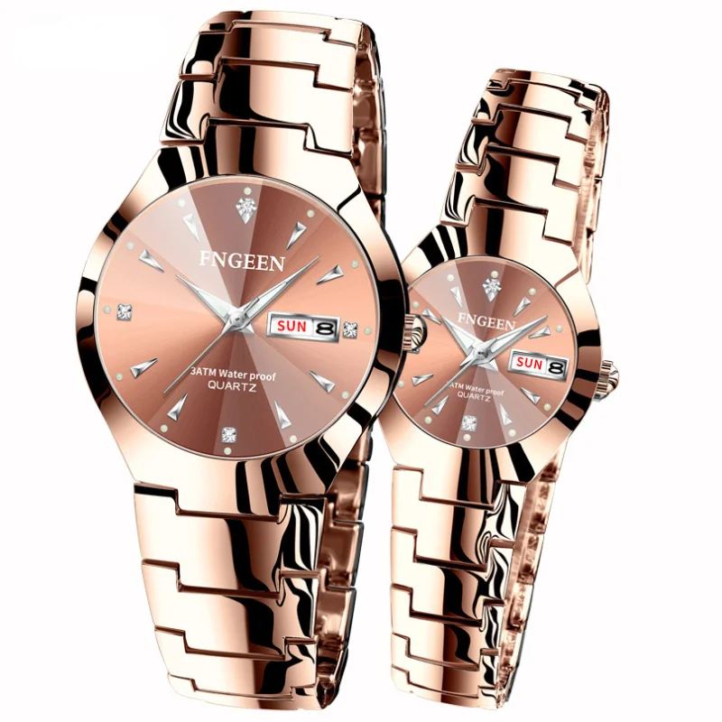 

Fashion Couples Waterproof Ultra-Thin Watch Tungsten Steel Color Quartz Watch