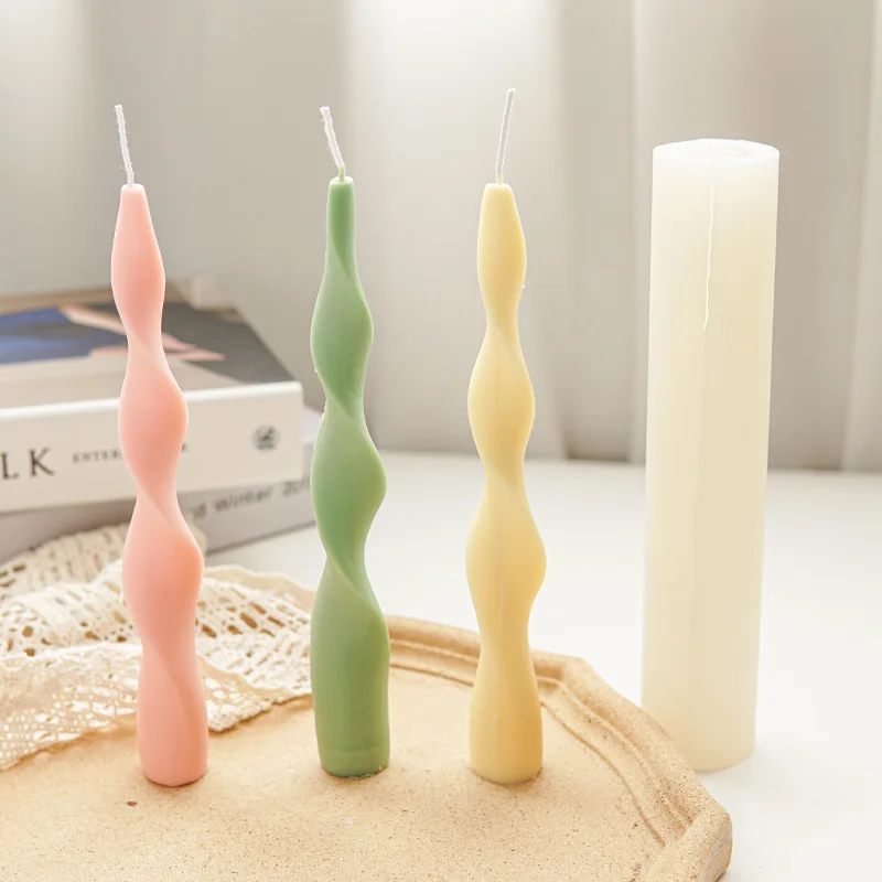 

2022new Aromatherapy Candle Silicone Mold 3D Geometric Rotating Spiral Long Brush Holder Wax Mold Twist Twisted Silicone Mold