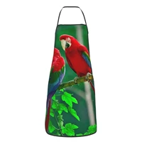 tropical parrot decorative apron hawaiian style green flower and bird lovers adjustable straps apron washable kitchen
