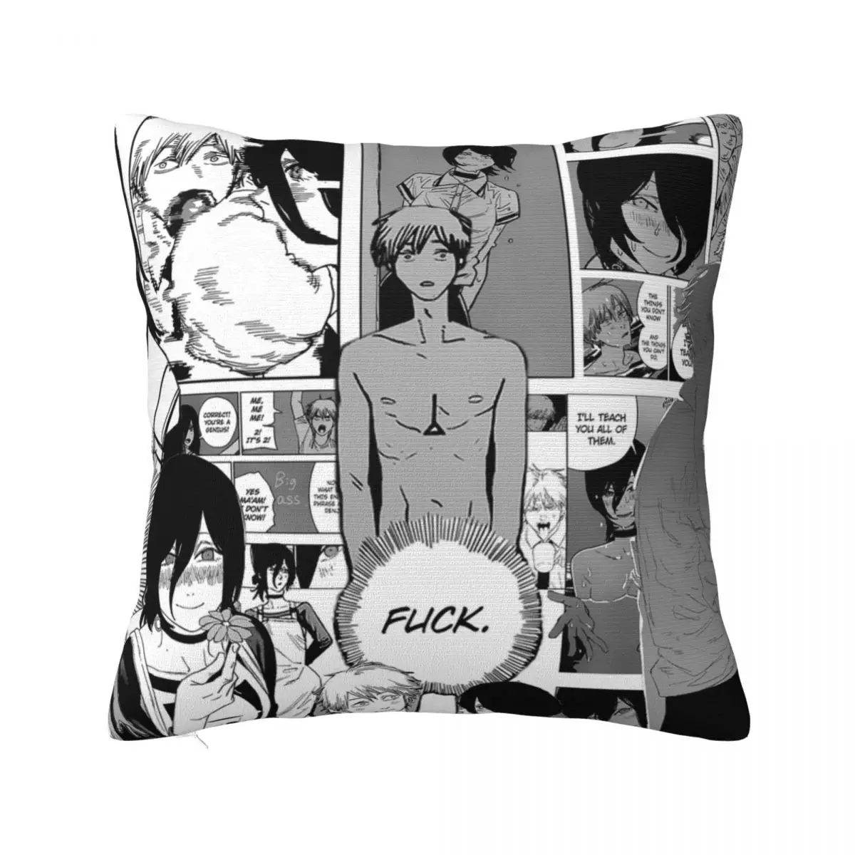 

Chainsaw Man Cartoon Plaid Pillowcase Printing Cushion Cover Decorative Makima Manga Pillow Case Cover Seater Zippered 45*45cm