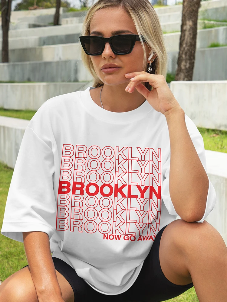 

Женские хлопковые футболки с принтом Brooklyn Now Go Away, креативная футболка с математическим рисунком, дышащие повседневные женские топы с коротким рукавом
