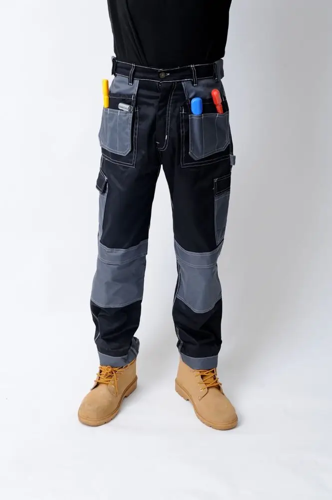 Men's Cargo Trousers Work Trouser Knee Pad Pocket Black Grey Khaki European and American Fashion Trends