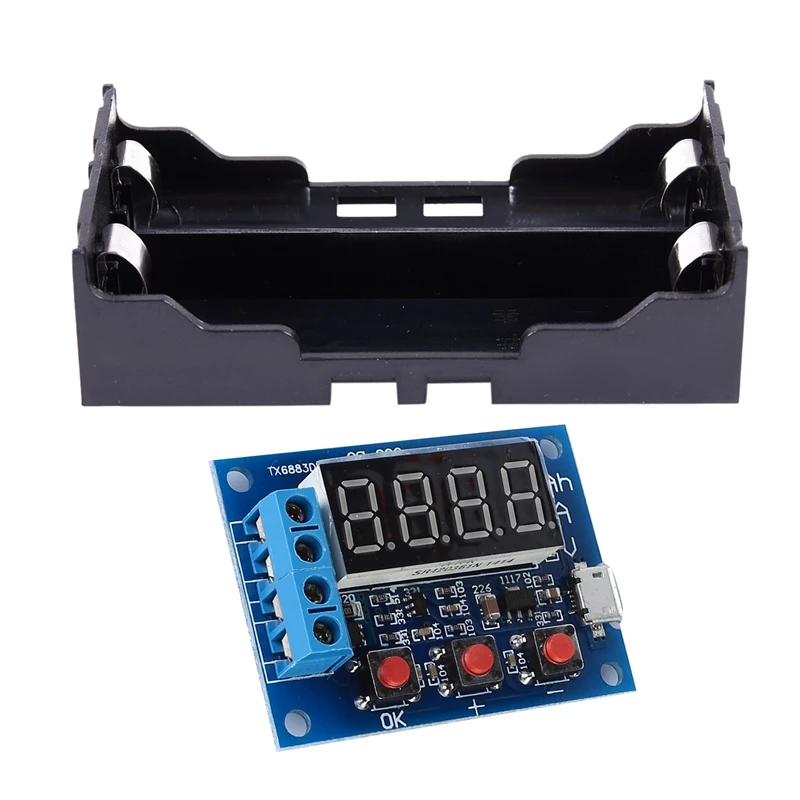 

Black Battery Holder 4 Pins For 2X18650 Rechargeable Li-Ion & Blue Battery Capacity Meter Discharge Tester 18650