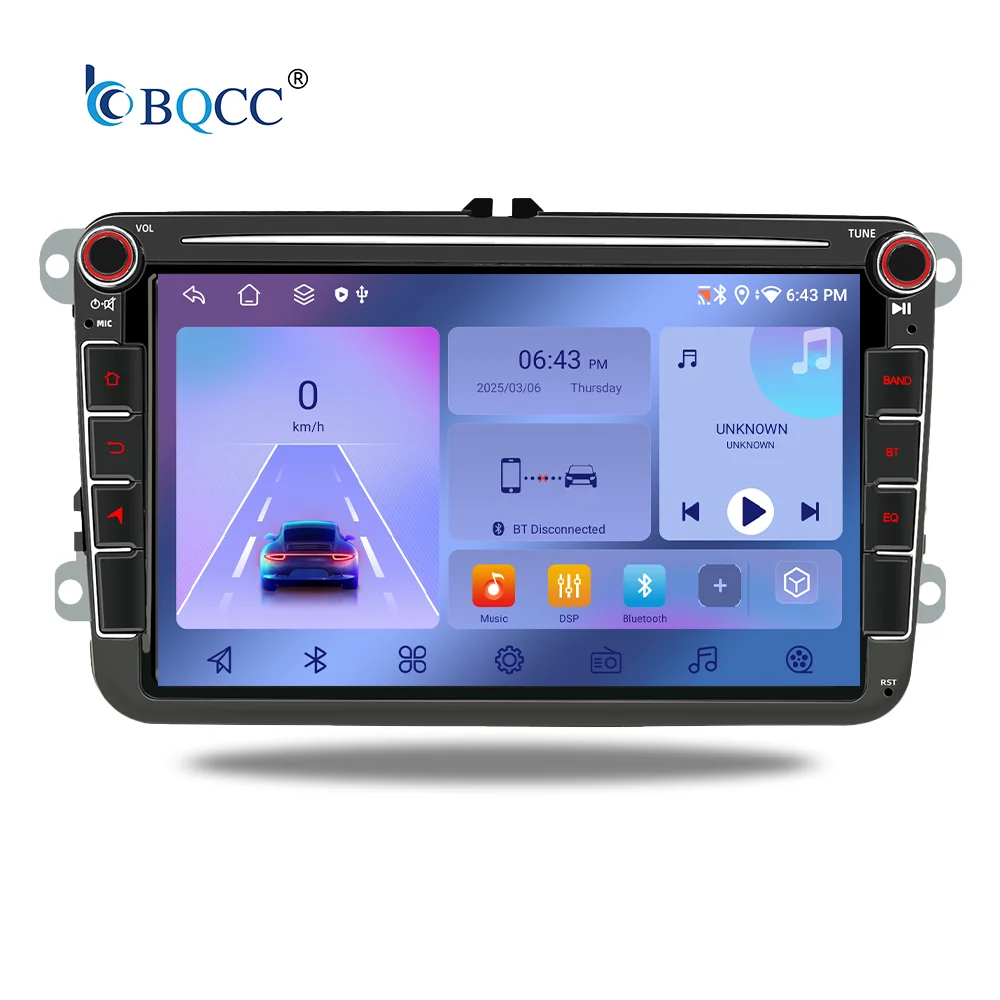 Фото Автомагнитола BQCC 8 дюймов с Android, IPS-экраном для Volkswagen Golf 5 6 Polo Passat B6 B7 CC Skoda Jetta, мультимедиа, Carplay, 4G, Wi-Fi, GPS №1