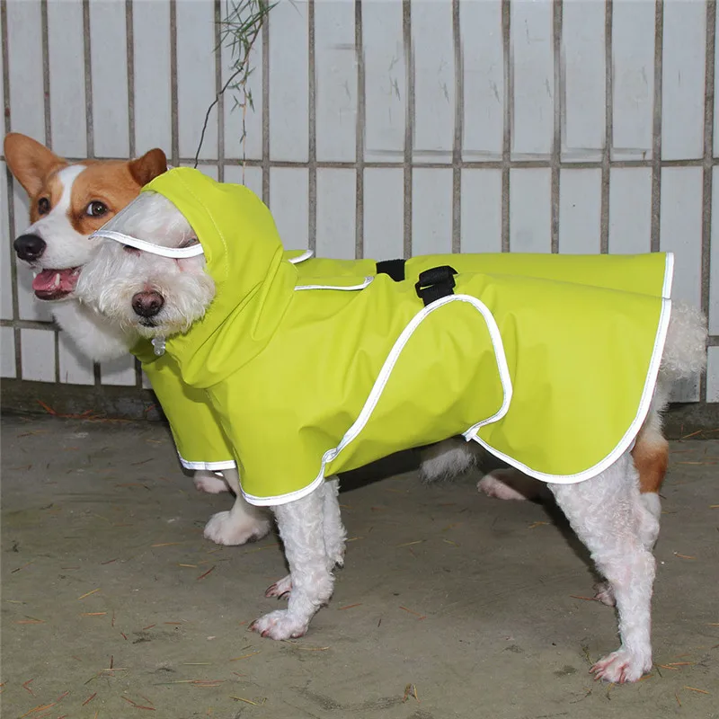 Waterproof Pet Clothes For Large Dogs Clothing Yellow Dog Cloak Hooded Rain Coat Jacket Labrador M-9xl