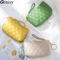 genuine leather women wallets young girls small purse female zipper short wallet for coins thin mini solid purses change pocket