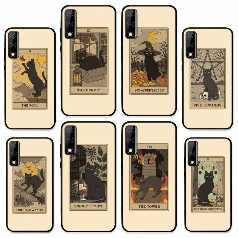 

Witches moon Tarot Mystery totem cat Phone Case for Huawei Y 6 9 7 5 8s prime 2019 2018 enjoy 7 plus