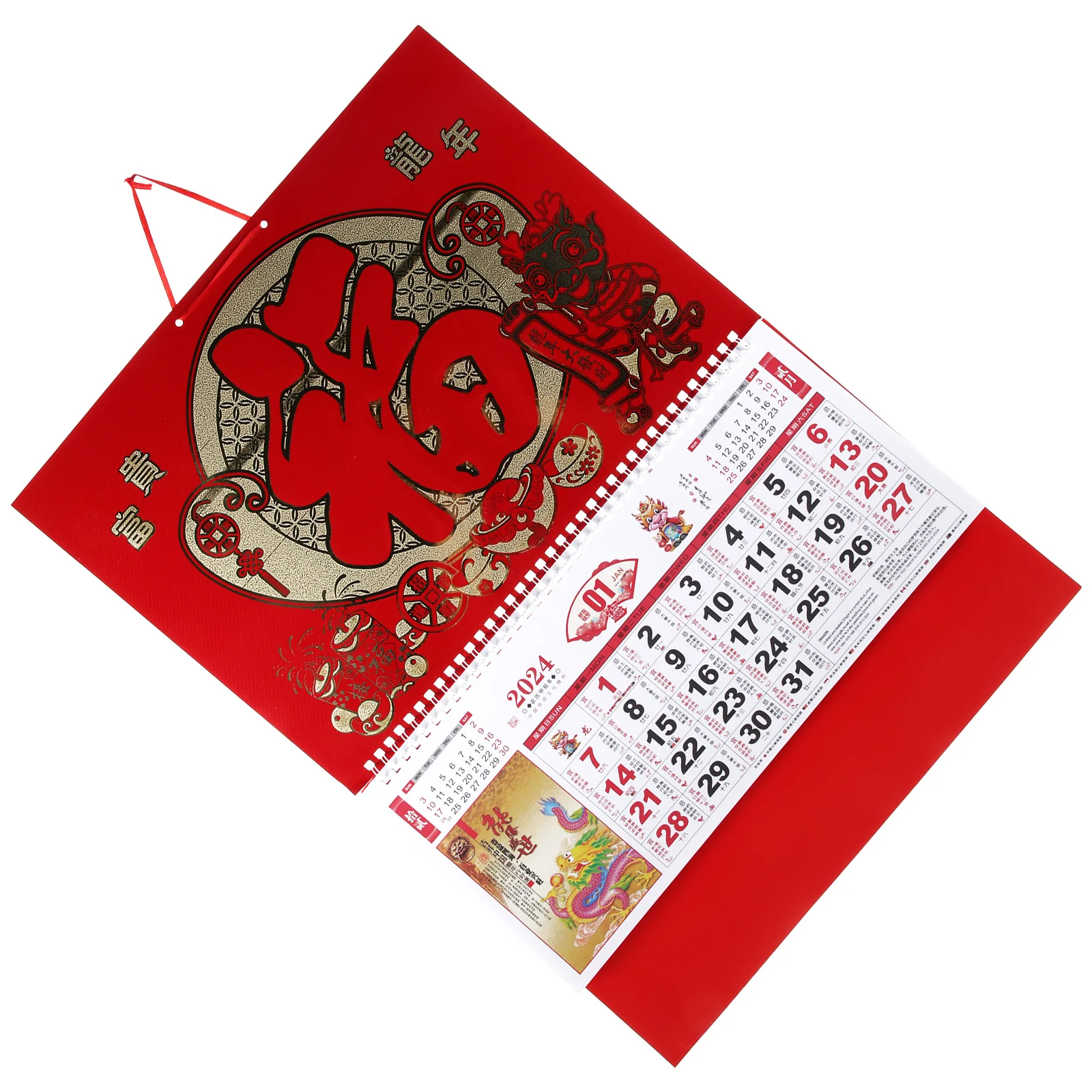 Настенный календарь с годом Дракона, календарь в китайском стиле на 2024, настенный календарь на 2024 для дома и офиса