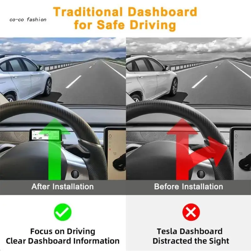 

517B Dashboard Head Up Digital Display Driving Overspeed Alarm Reminder for Model 3/Y