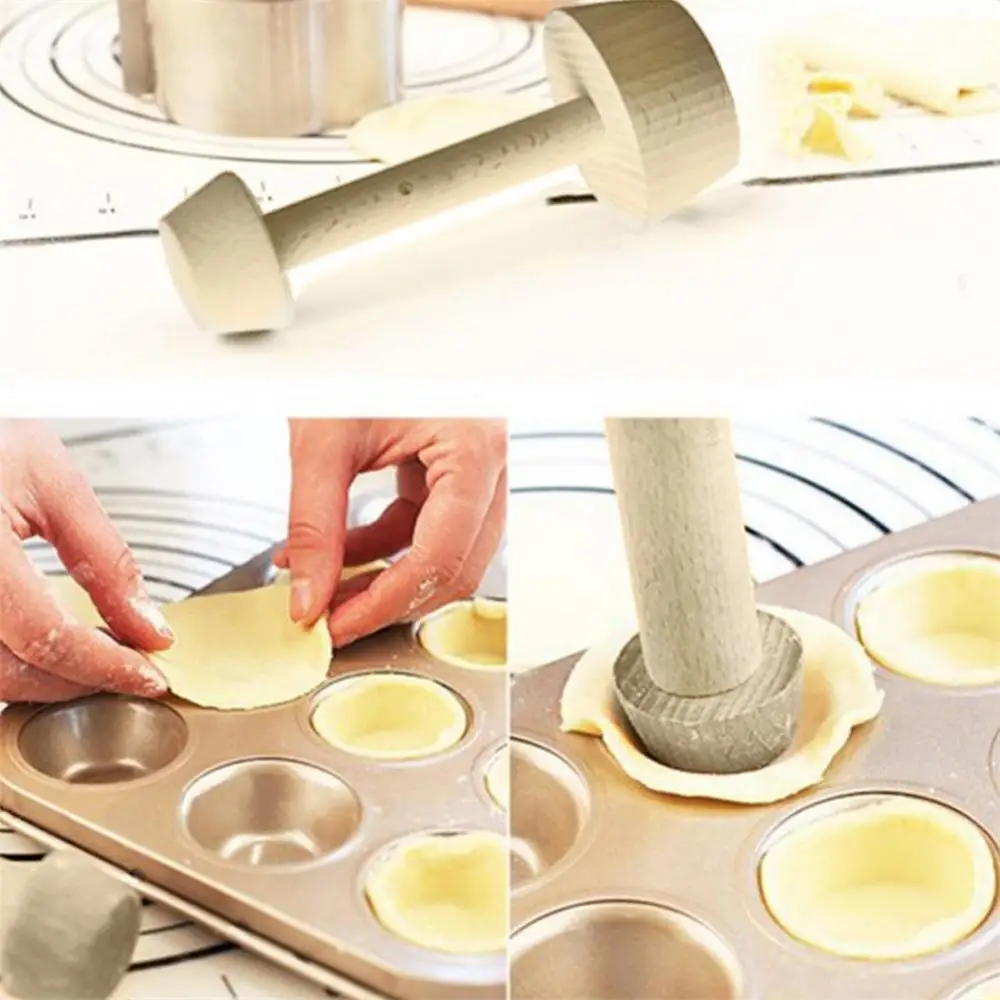 

Wood DIY Wooden Egg Tart Tamper Pastry Pusher Mold Kitchen Baking Cake Cooking Tool