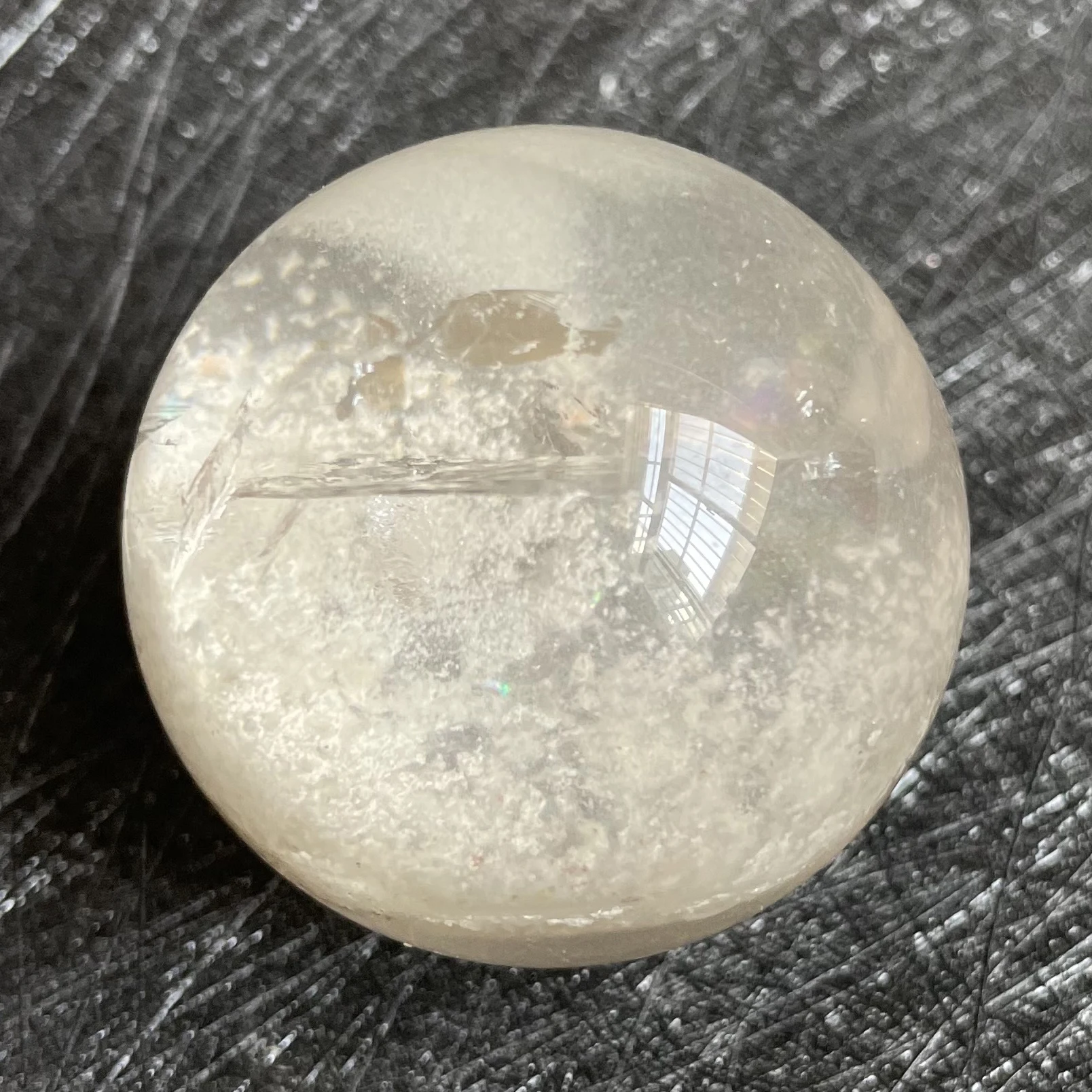 97 г натуральный камень прозрачный кварцевый хрустальный шар радужная зеленая