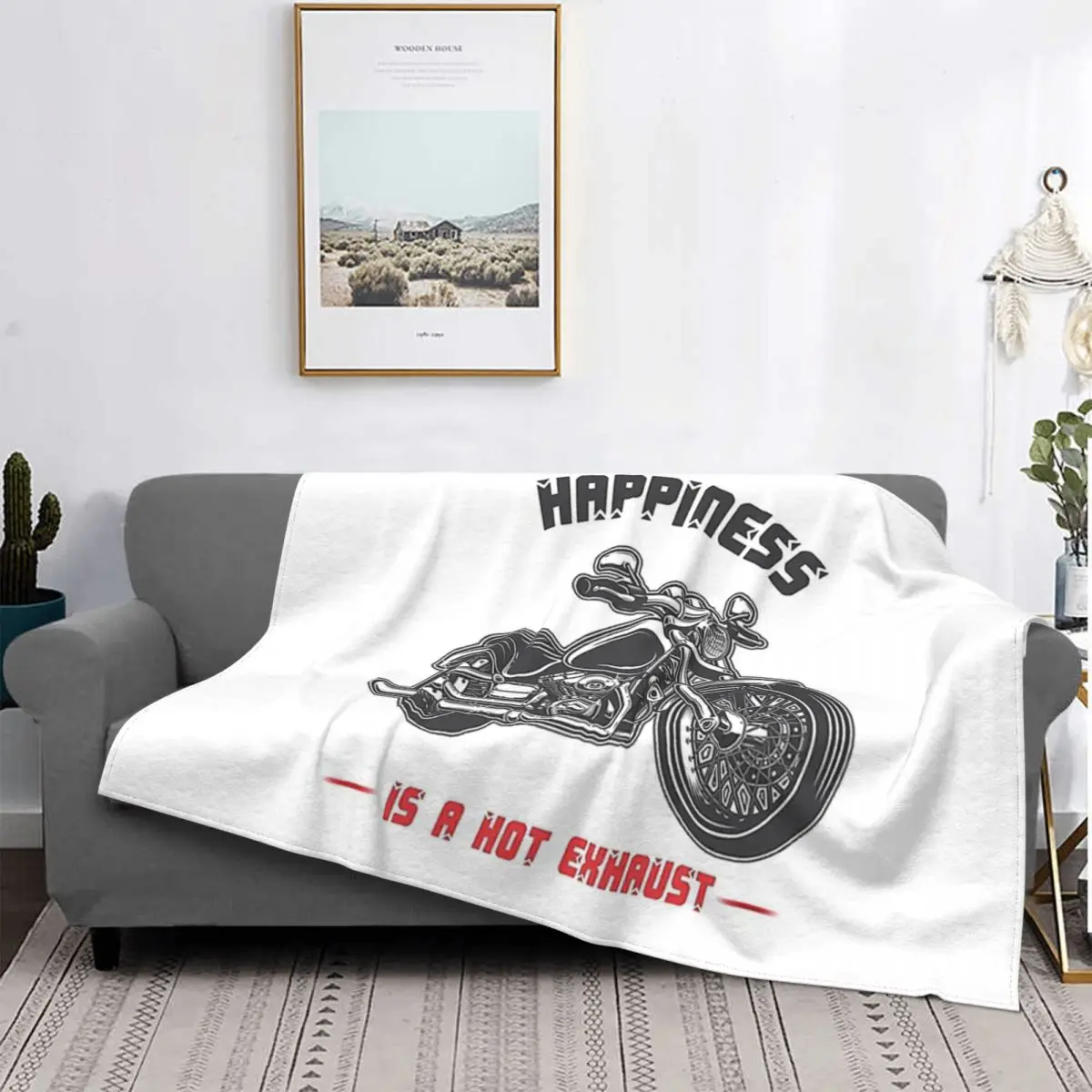 

Теплое фланелевое одеяло Happiness Is A, мотоциклетное всесезонное многофункциональное супер теплое одеяло для дома, плюшевое тонкое одеяло