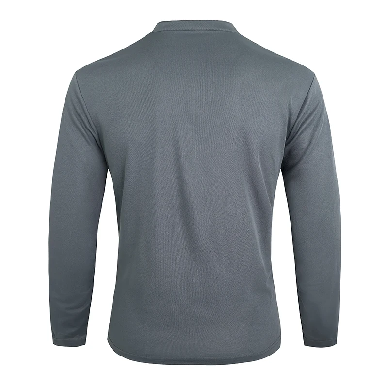 Рубашка-поло мужская с длинным рукавом хлопок Повседневная дышащая однотонная