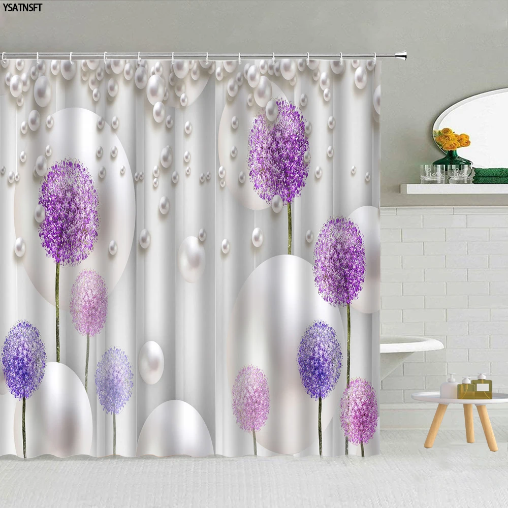 

Скандинавский Фиолетовый Одуванчик, занавеска для душа, коврик для ванной, аксессуары для украшения дома и туалета, занавеска для ванной ко...