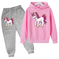 unicorn pink for girls movement hoodie suit cotton kids toppant 2p children clothing spring autumn keep warm teens boys clothes