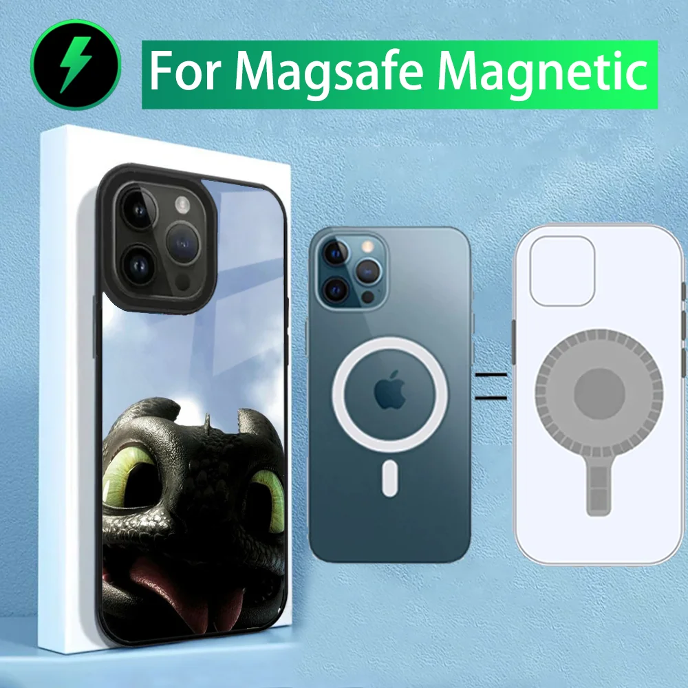Фото Милый чехол для телефона T-Toothless-S H-HTTYD для iPhone 15,14,13,12,11, Plus, Pro, Max Mini Magsafe с магнитной беспроводной зарядкой №3