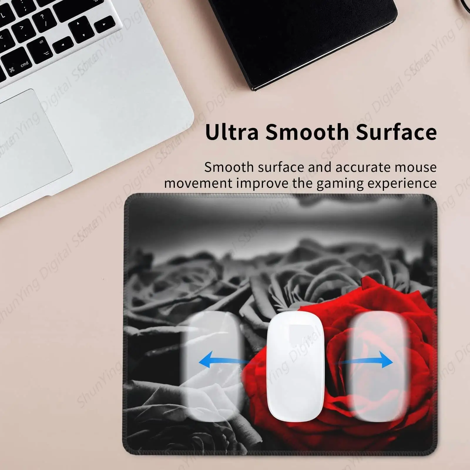 Коврик для мыши с красной розой противоскользящий резиновый коврик игровой