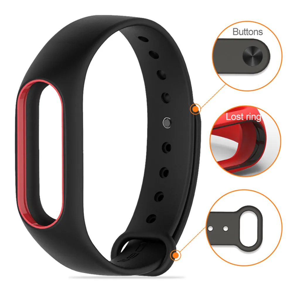 

For Mi Band 2 Strap Silicone Strap Bracelet Wristband Smart Band Accessories wrist Strap xiomi for Xiaomi mi band2 Film black