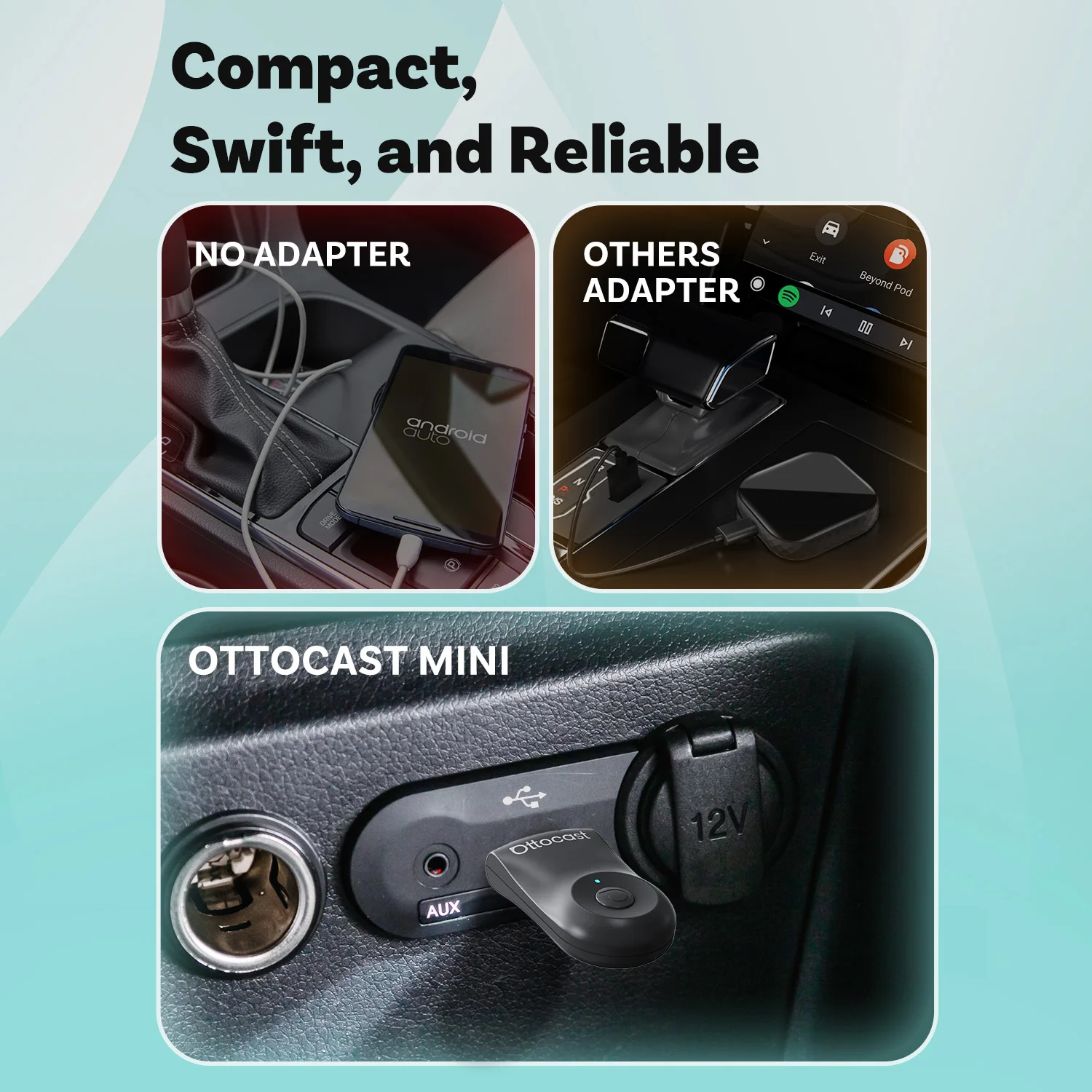 Ottocast MINI беспроводной адаптер Carplay Android Auto 5 ГГц Wi-Fi быстрое подключение ключ переключателя одним щелчком мыши для автомобилей Toyota Audi Benz (art.: 3920d3f2cf71b) - 3920d3f2cf71b