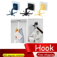 1 pcs kitchen multi purpose storage hooks punch free non marking stickers rotated 360%c2%b0 oversized weighing household hook
