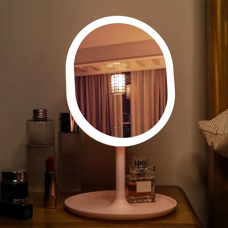 5-кратное Увеличительное Настольное Зеркало Для Макияжа С 3 Светодиодными