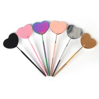 1pc multifunction make up checking eyelash grafting long handle stainless steel magnifying heart shaped inspection mirror