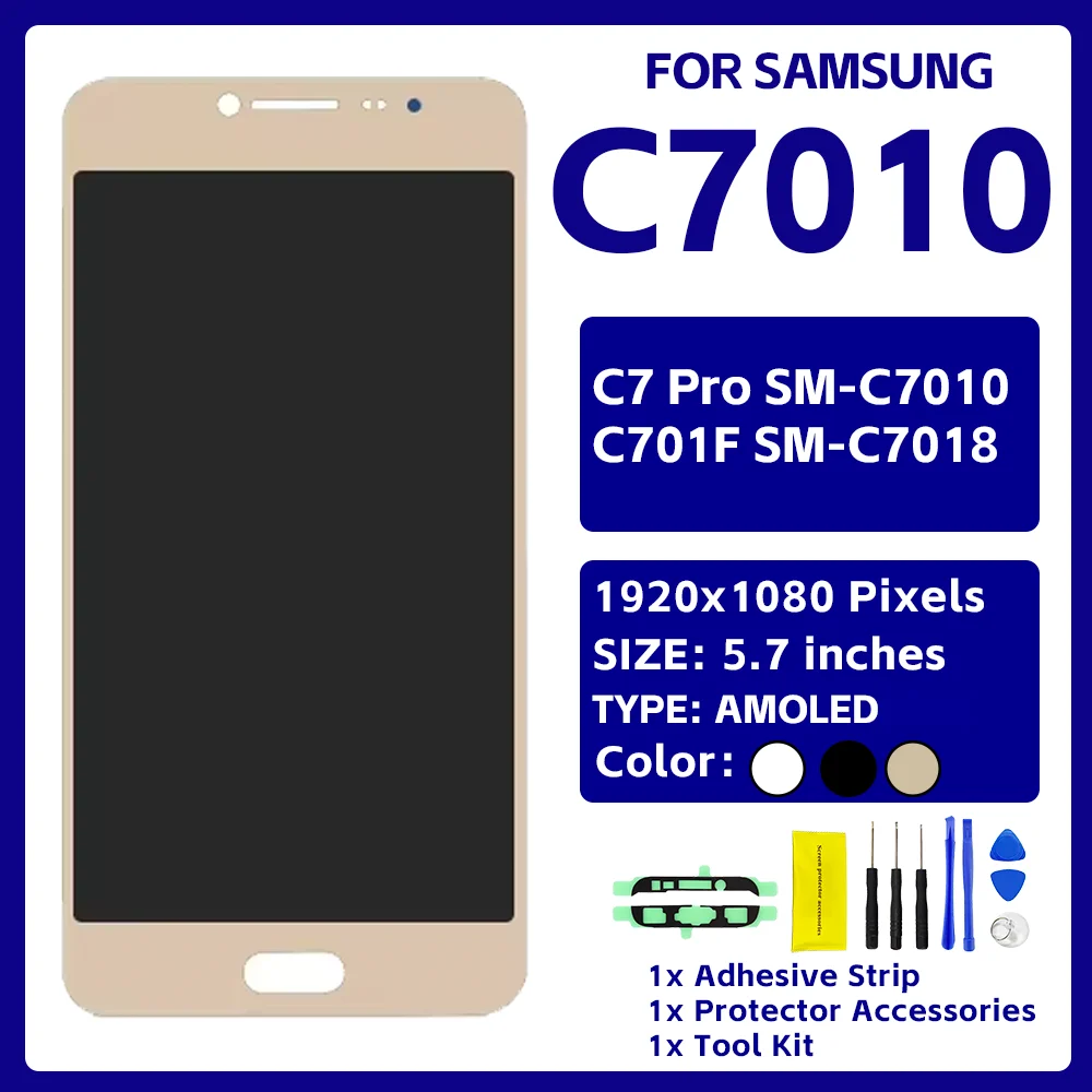 Фото C7 Pro C7010 AMOLED ЖК-дисплей OLED для Samsung, дигитайзер сенсорного экрана, замена, ремонт, оптовая продажа, сборка SM-C7010 OEM ORI №2
