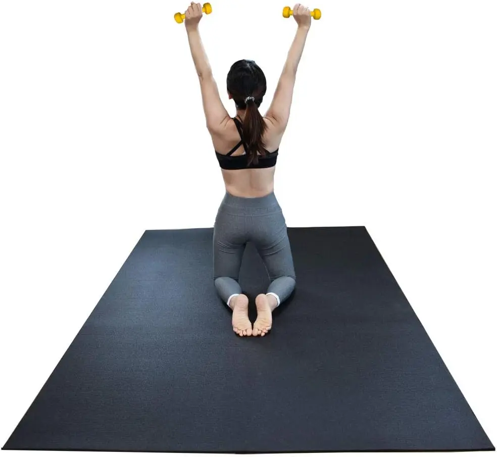 

Exercise Mat 6 x 4 feet (72" x 48" x 1/4") 6 mm Thick & High Density Mat for Home Cardio and Yoga Workouts, Dura