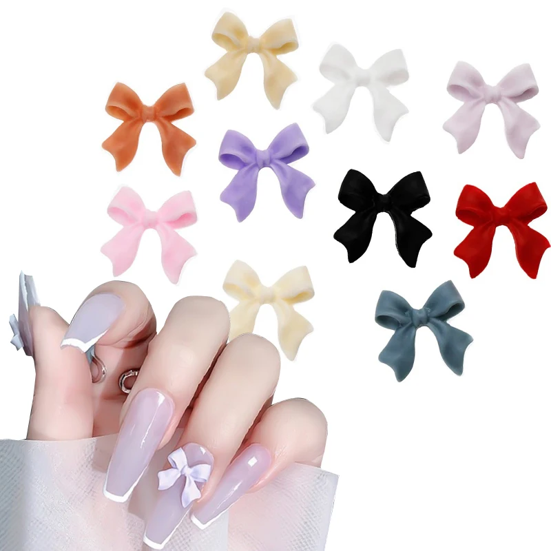 

50 шт./лот 3D бант Стразы для ногтей черная белая Длинная лента бант украшения для дизайна ногтей «сделай сам» маникюр дизайн классические акс...